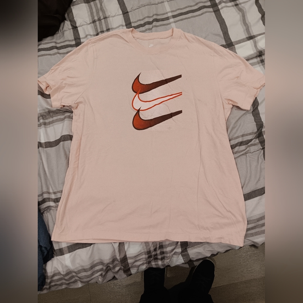 Nike Pink Short Sleeve Tee with Brown and Orange Logo